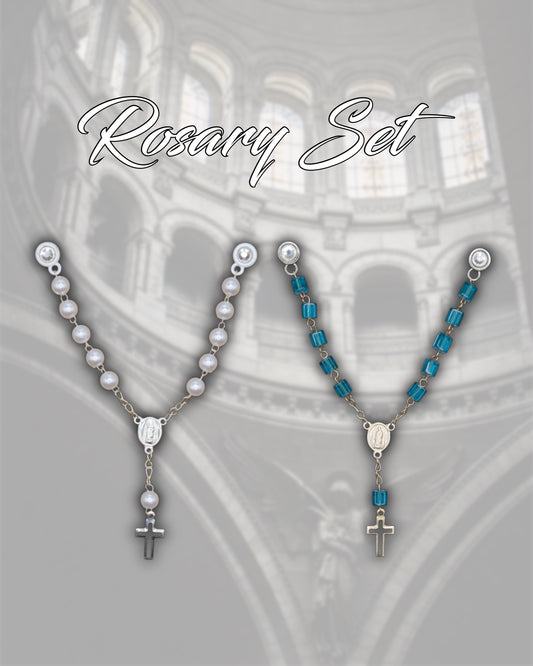 White & Blue Rosary Set