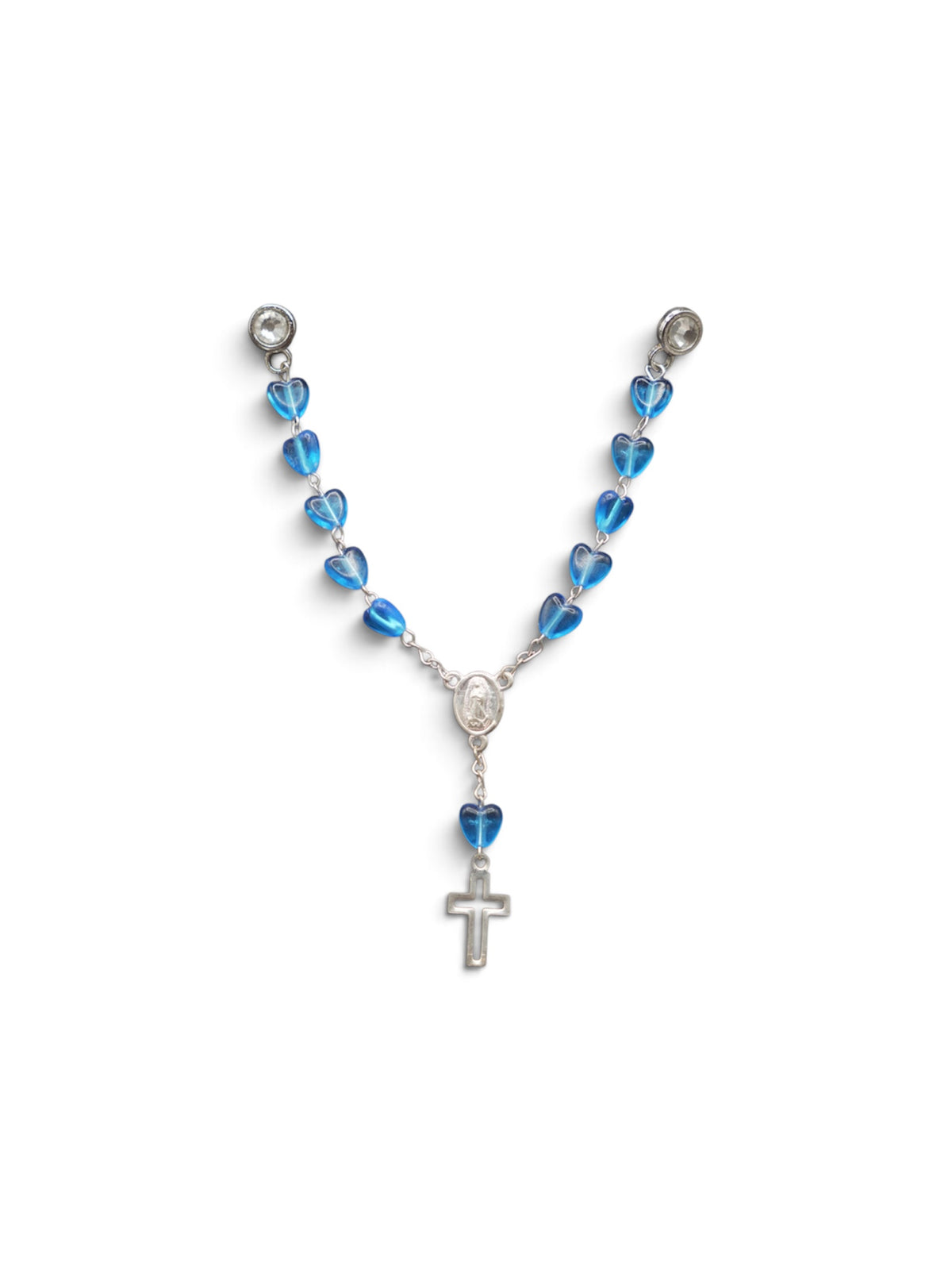 Silver Blue Heart Rosary