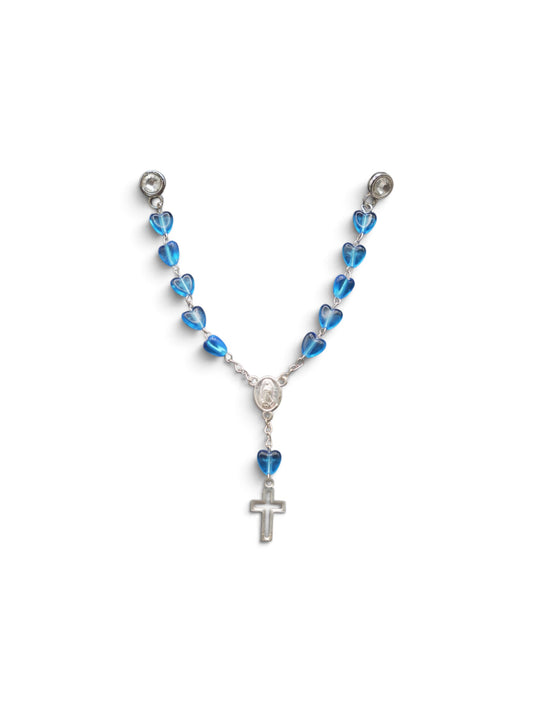 Silver Blue Heart Rosary