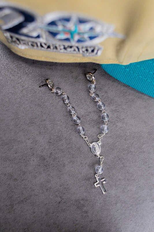 Silver Crystal Pearl Rosary
