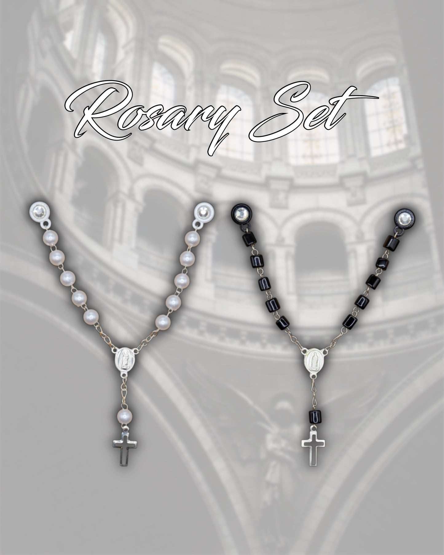 Black & White Rosary Set