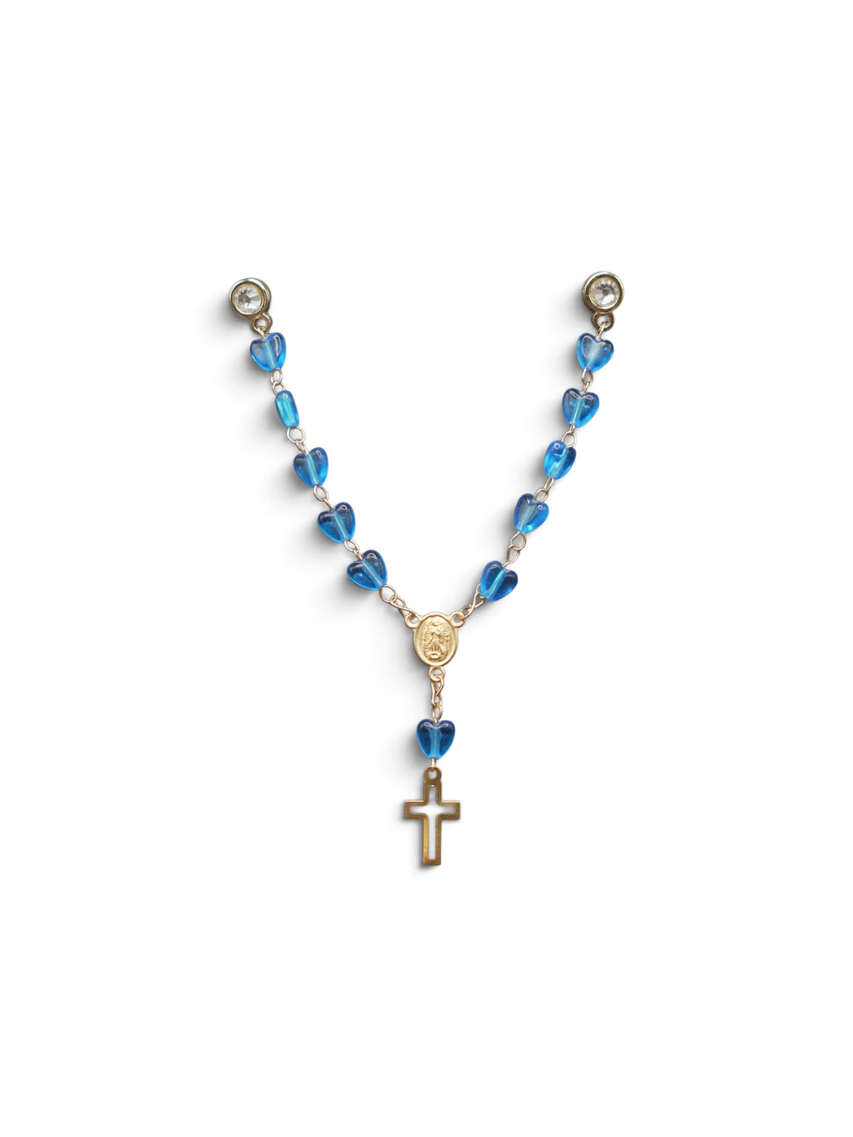 Gold Blue Heart Rosary