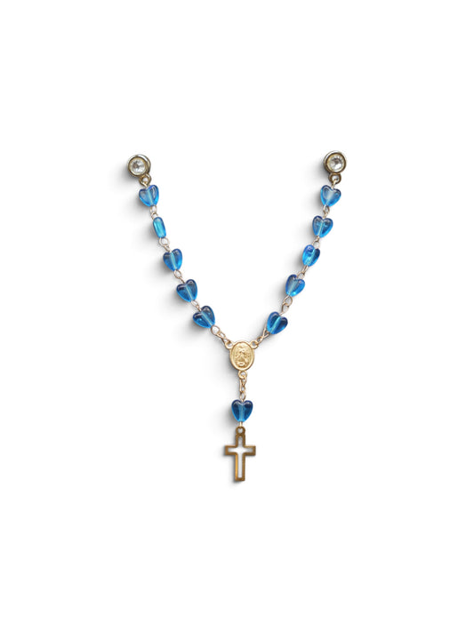 Gold Blue Heart Rosary