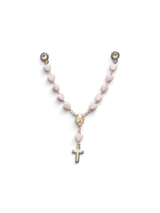 Gold Pink Heart Rosary